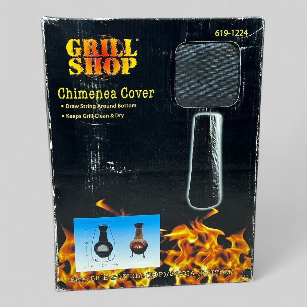 Grill Shop Chimenea Fire Pit Cover 58" Heavy Duty Waterproof Drawstring NOS